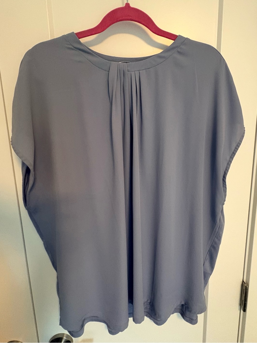Women’s Relaxed Pleat-Back Blouse - Dusty Blue